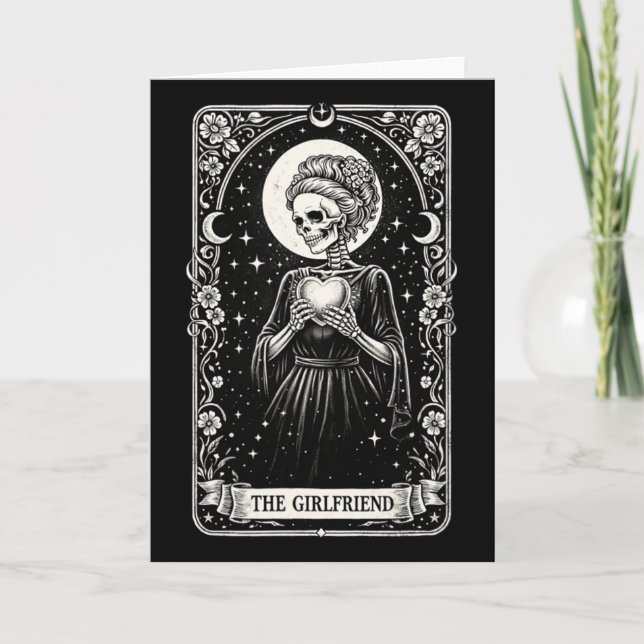 Gothic Valentine Girlfriend Skeleton Dark Romance  Card (Front)