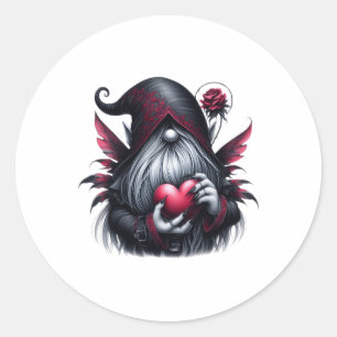 Gothic Valentine Gnome  Classic Round Sticker