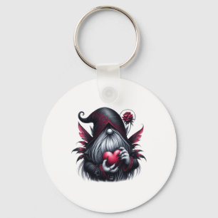 Gothic Valentine Gnome  Keychain