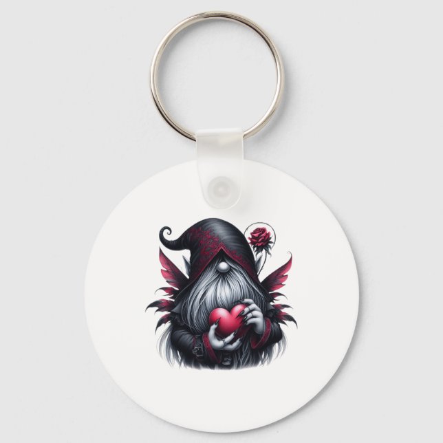 Gothic Valentine Gnome  Keychain (Front)