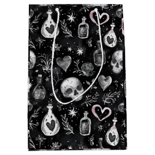 Gothic Valentine Love Potion Skull  Medium Gift Bag