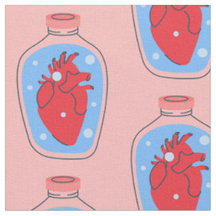 gothic valentine macabre pink human hearts fabric