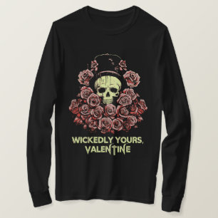 Gothic Valentine Skull with Roses T-Shirt