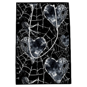 Gothic Valentine Spooky Spider Web with Hearts Medium Gift Bag