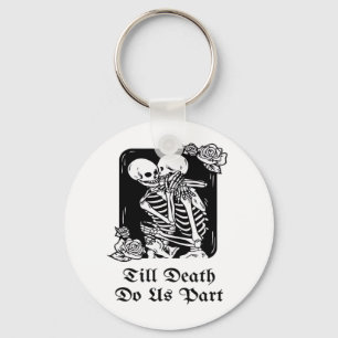Gothic Valentines Day Till Death Do Us Part Skelet Keychain