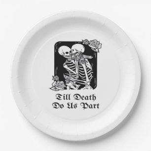 Gothic Valentines Day Till Death Do Us Part Skelet Paper Plate