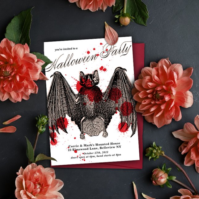 Gothic Vampire Bat Halloween Party Invitation (Creator Uploaded)