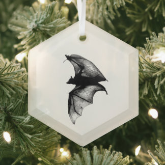 Gothic Vampire Bats Glass Ornament