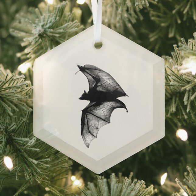 Gothic Vampire Bats Glass Ornament (Insitu)