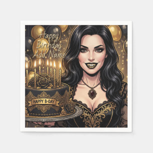 Gothic Vampire Birthday    Elegant Dark Fantasy Napkin