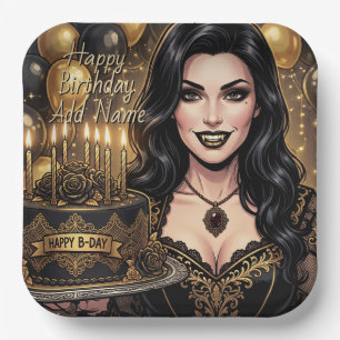 Gothic Vampire Birthday    Elegant Dark Fantasy Paper Plate