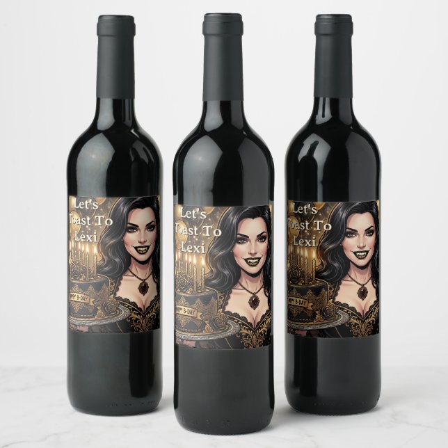 Gothic Vampire Birthday Party | Let's Toast Wine Label (Bottles)