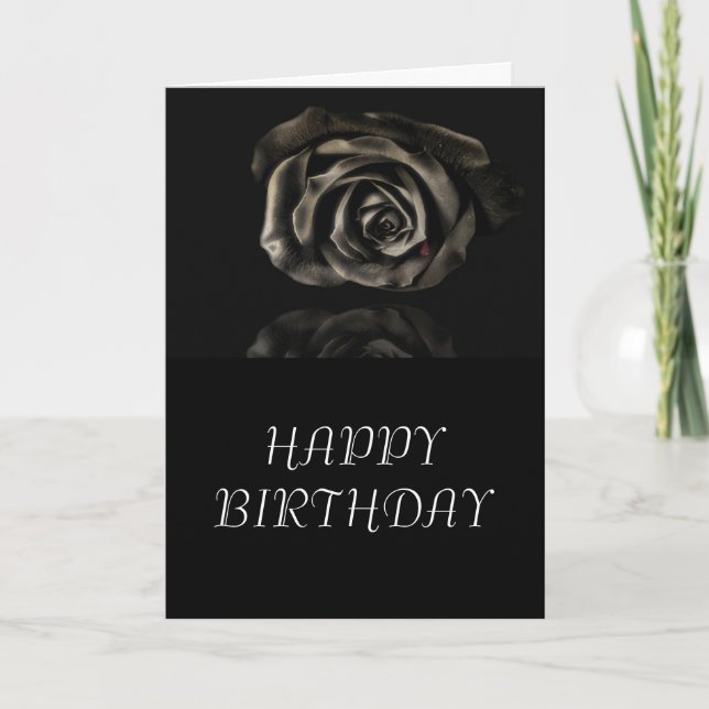 Gothic Vampire Black rose happy birthday Card (Front)