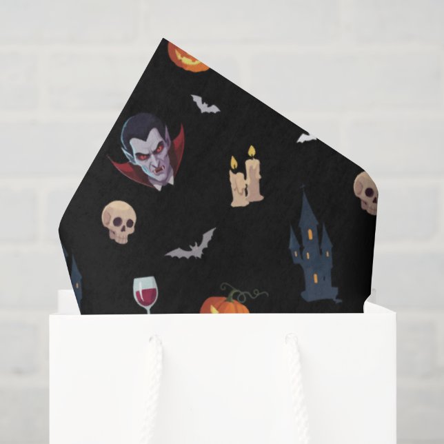 🧛‍♂️ Gothic Vampire Black Tissue Paper 🎃🖤 (Gift Bag)