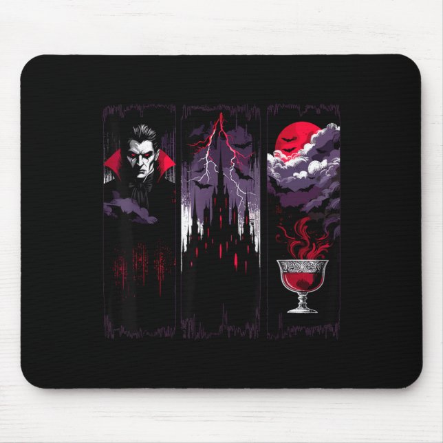 Gothic Vampire Castle Horror Halloween Night Mouse Pad (Front)