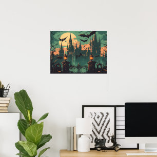 Gothic Vampire Castle under the Full Moon Poster