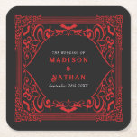 Gothic Vampire Cathedral Wedding  Square Paper Coaster<br><div class="desc">Invite your wedding guests with this elegant and gothic design. Perfect for a Gothic or Halloween-themed wedding. You can customize this further by clicking on the "PERSONALIZE" button. Matching Items in our shop for a complete party theme.</div>