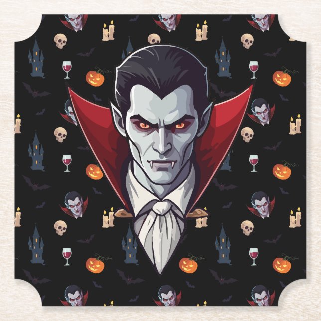 🧛‍♂️ Gothic Vampire Halloween Black Coaster 🎃🖤 (Front)