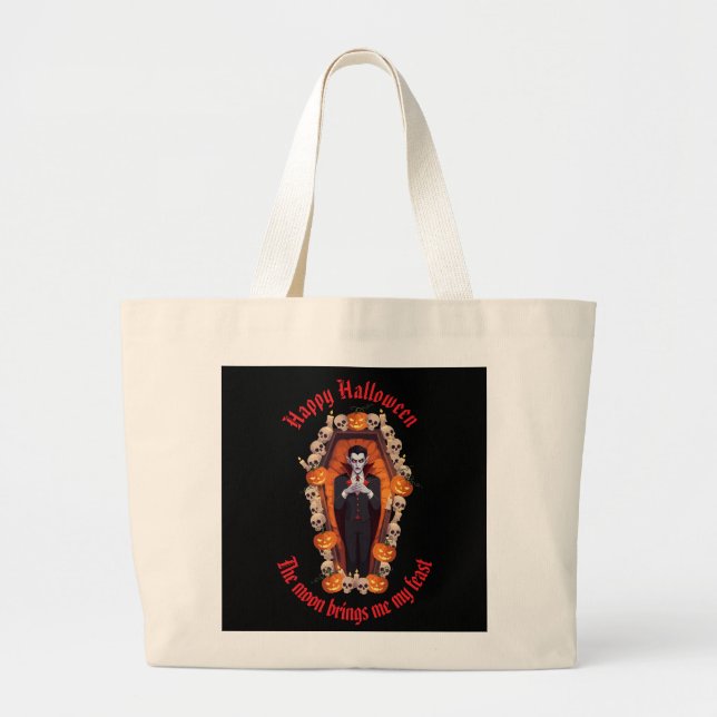 🧛‍♂️ Gothic Vampire Halloween Black Tote bag 🎃🖤 (Front)
