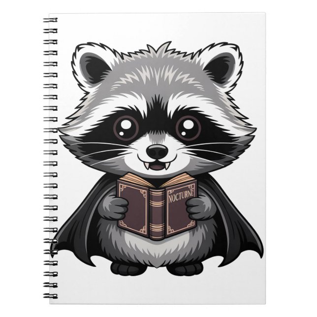 Gothic Vampire Raccoon Bookish Notebook (Front)