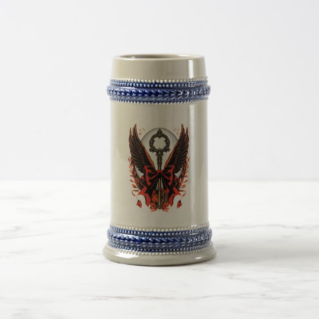 Gothic Velvet Bow Key with Wings & Moon Beer Stein (Center)