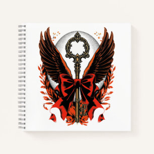 Gothic Velvet Bow Key with Wings & Moon Notebook