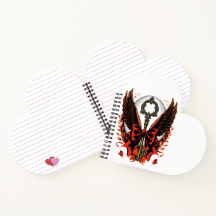 Gothic Velvet Bow Key with Wings & Moon Notebook