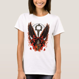 Gothic Velvet Bow Key with Wings & Moon T-Shirt