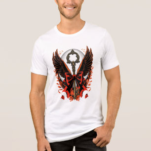 Gothic Velvet Bow Key with Wings & Moon Tri-Blend Shirt