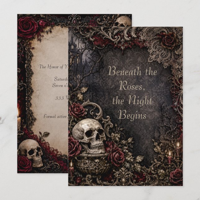 Gothic Velvet Skull Invitation (Front/Back)