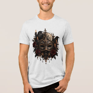 Gothic Venetian Masquerade Mask Black Gold Dark Tri-Blend Shirt