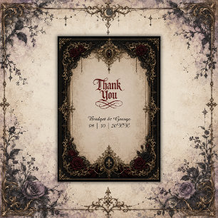 Gothic Victorian Baroque Medieval Gold Wedding Thank You Card