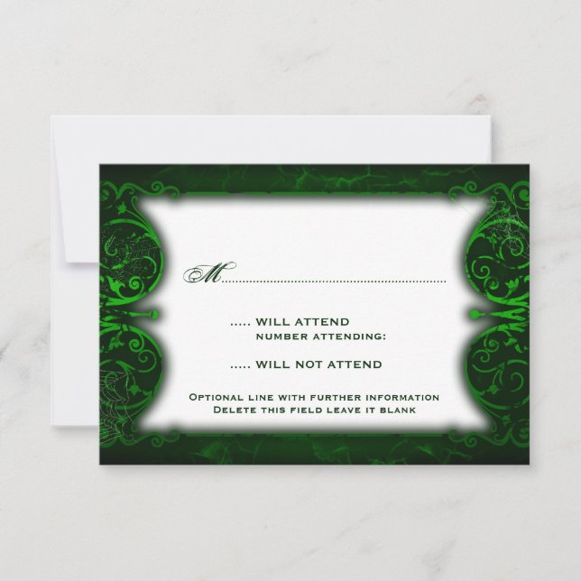 Gothic Victorian Ghoulish Green RSVP (Front)