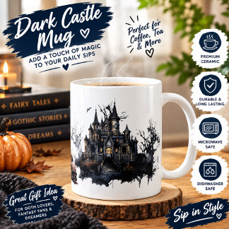 Gothic Victorian Haunted House Happy Halloween Mug