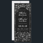 Gothic Victorian Spooky Black Save the Date<br><div class="desc">These skinny, gothic victorian black and white save the date wedding announcements are perfect for Halloween weddings, with an ornate, old-fashioned swirly frame, cracked with age, covered in spooky cobwebs, against a lightly textured, moody black background with crackling lightning. The text is a combination of grunge script, classic easy to...</div>