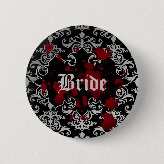 Gothic victorian vampire theme wedding bride 2 inch round button (Front)