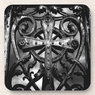 Gothic victorian wrought iron celtic cross coaster