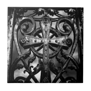Gothic victorian wrought iron celtic cross tile