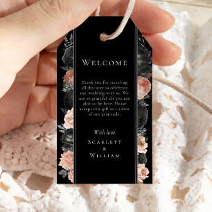 Gothic Vintage Black Destination Wedding Welcome Gift Tags