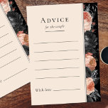 Gothic Vintage Black Wedding Advice Card<br><div class="desc">This gothic vintage black wedding advice card is a dark canvas of romance and timeless elegance. This design features traditional motifs intertwined with a moody aesthetic reminiscent of autumn. Delicate watercolor dusty rose and dark blush floral arrangements dance across the black canvas, evoking the ethereal beauty of twilight. Each piece...</div>