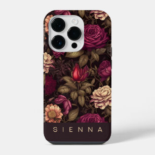 Gothic Vintage Red Cream Floral Moody Flowers iPhone 14 Pro Case