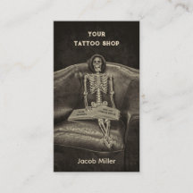 Gothic Vintage Sepia Skeleton Tattoo Shop