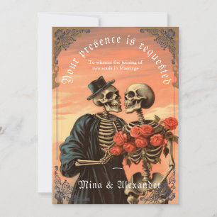Gothic Vintage Skeleton Couple QRC Wedding
