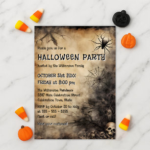 Gothic Vintage Skull Adult Halloween Party Invitation