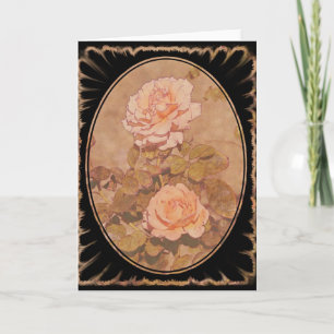 Gothic Vintage Style Roses Art Note Card