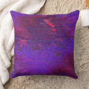 Gothic violet to red  enlarged leather stained     throw pillow
