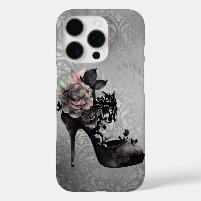 Gothic Vogue | Muted Pastel Rose Fashion Stiletto Case-Mate iPhone Case (Back)
