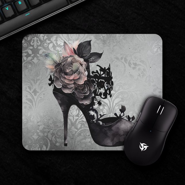 Gothic Vogue | Muted Pastel Rose Fashion Stiletto Mouse Pad (Creator Uploaded)
