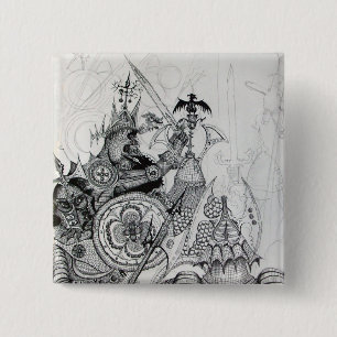 GOTHIC WARRIORS,Barbarian Knights,Fantasy 2 Inch Square Button