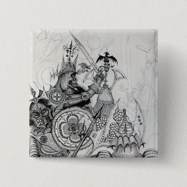 GOTHIC WARRIORS,Barbarian Knights,Fantasy 2 Inch Square Button (Front)